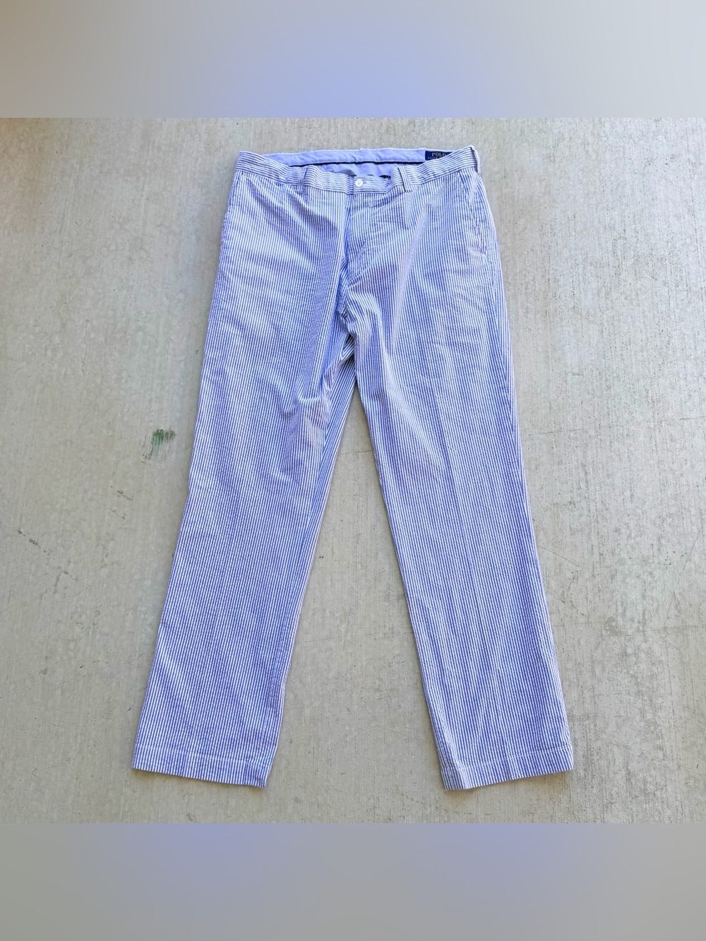Polo Ralph Lauren Seersucker Pants Men Size 36x32 Striped Stretch Classic Fit
